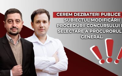 Cerem dezbateri publice pe subiectul modificării procedurii concursului de selectare a Procurorului General.